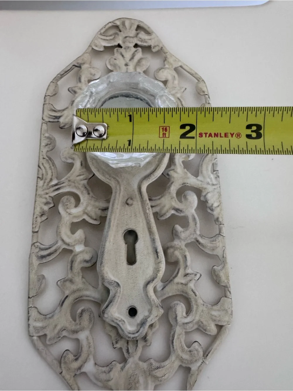 Vintage Cream Chic Wall Sconce Crystal Knob Hook French Country Cottagecore Keys